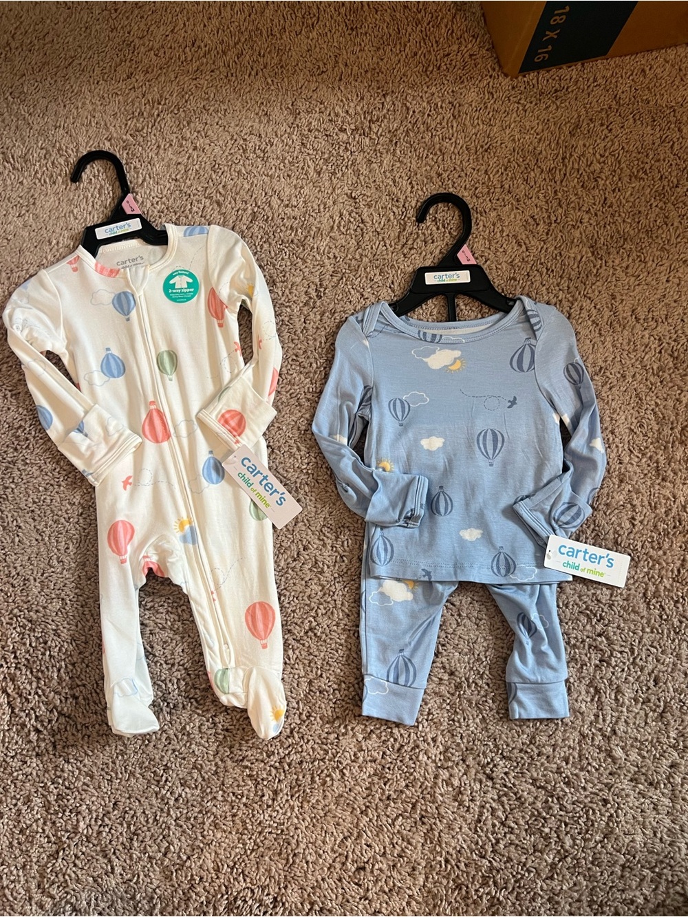 Carter's Hot Air Balloon Pajama Two-Piece Set - Cream & Light Blue
